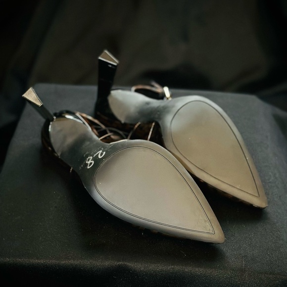 NEW Marc Fisher Black and Brown Leopard Spot Slingback High Heels- Sz 8 - Picture 7 of 12